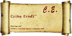 Czike Ernő névjegykártya